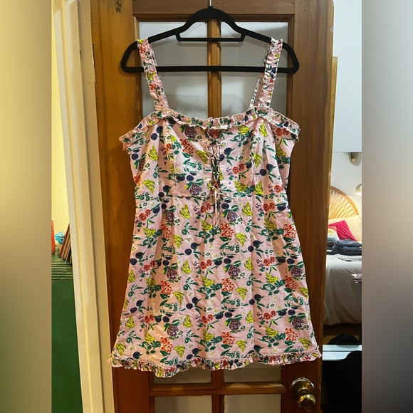 NWT Urban Outfitters Fruity Lace-Up Mini Dress, XL - Picture 2 of 4